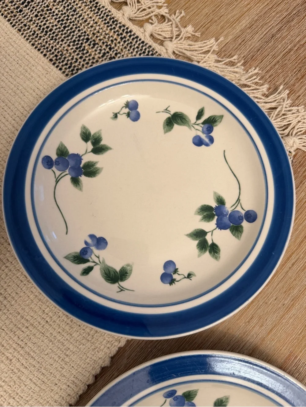 LL Bean Blueberry Salad Plates Set of 4 Stoneware 8.5” Inch